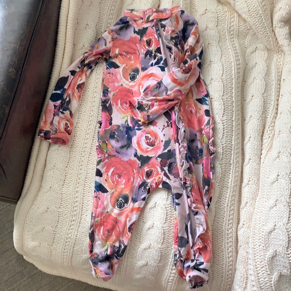 Posh Peanut Dusk Rose long sleeve romper